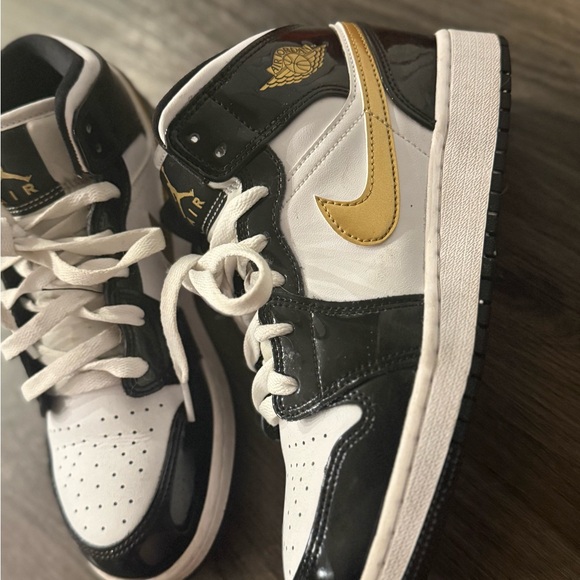 Nike Air Jordan Black, Gold and White Sneakers - Picture 1 of 3